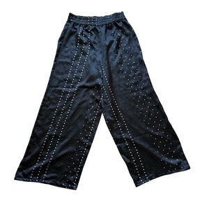 Victoria's Secret Women's XS Black Polka Dot Satin Pajama Pants Wide Leg Comfy